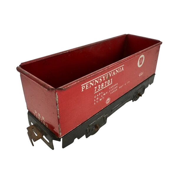 Marx Tin Pennsylvania O Scale Red Car Model Railroad Toy - Picture 2 of 7